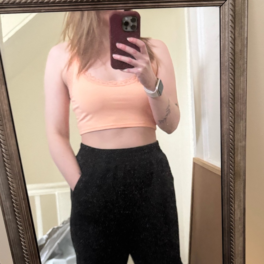 Bundle 3/$15 - American Eagle Outfitters Lace Trim Top in Orange